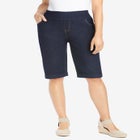 Pull-On Flex-Fit Elastic-Waist Stretch Denim Jeans Shorts image number 0