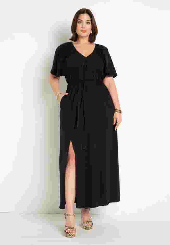 Knit Maxi Dress With Slit image number 0
