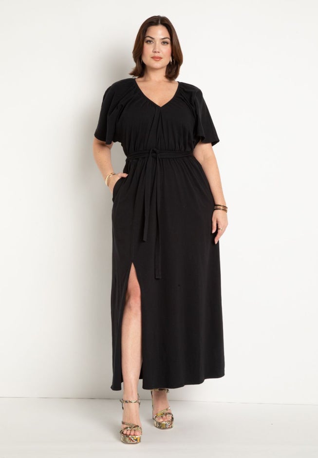Knit Maxi Dress With Slit image number null
