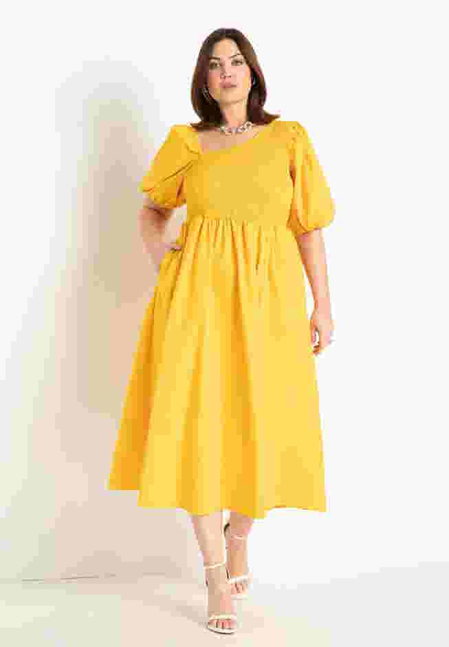 Smocked Bodice Asym Neck Dress image number 0