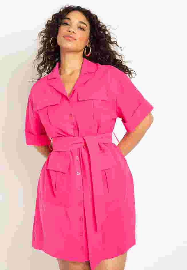 Mini Shirtdress With Cargo Details image number 1