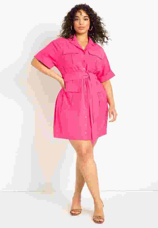 Mini Shirtdress With Cargo Details image number 0