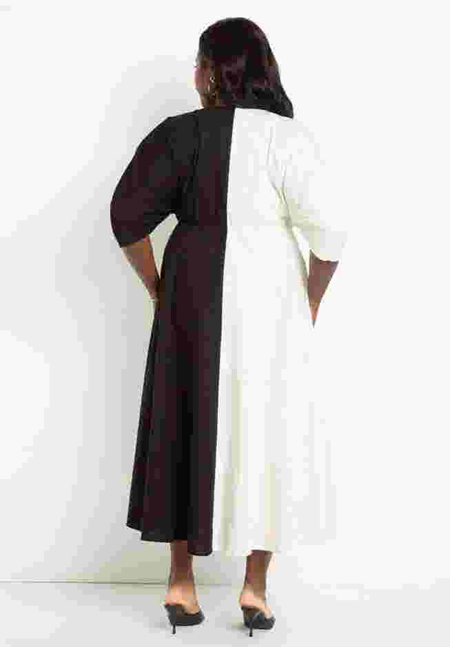 Two-Tone Linen Dress With Tie Front image number 3