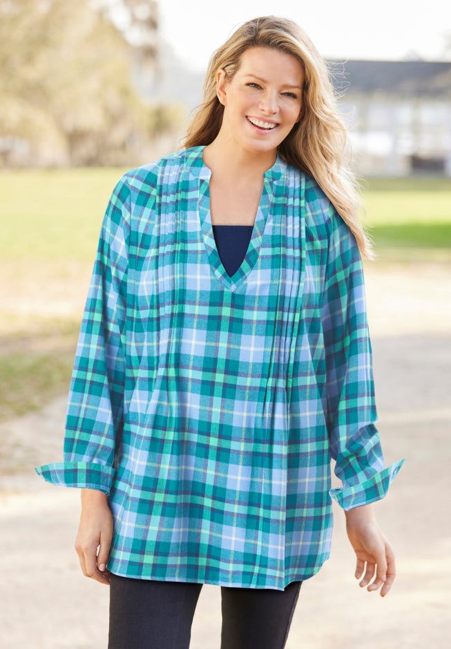 Flannel Tunic With Layered Look image number 3