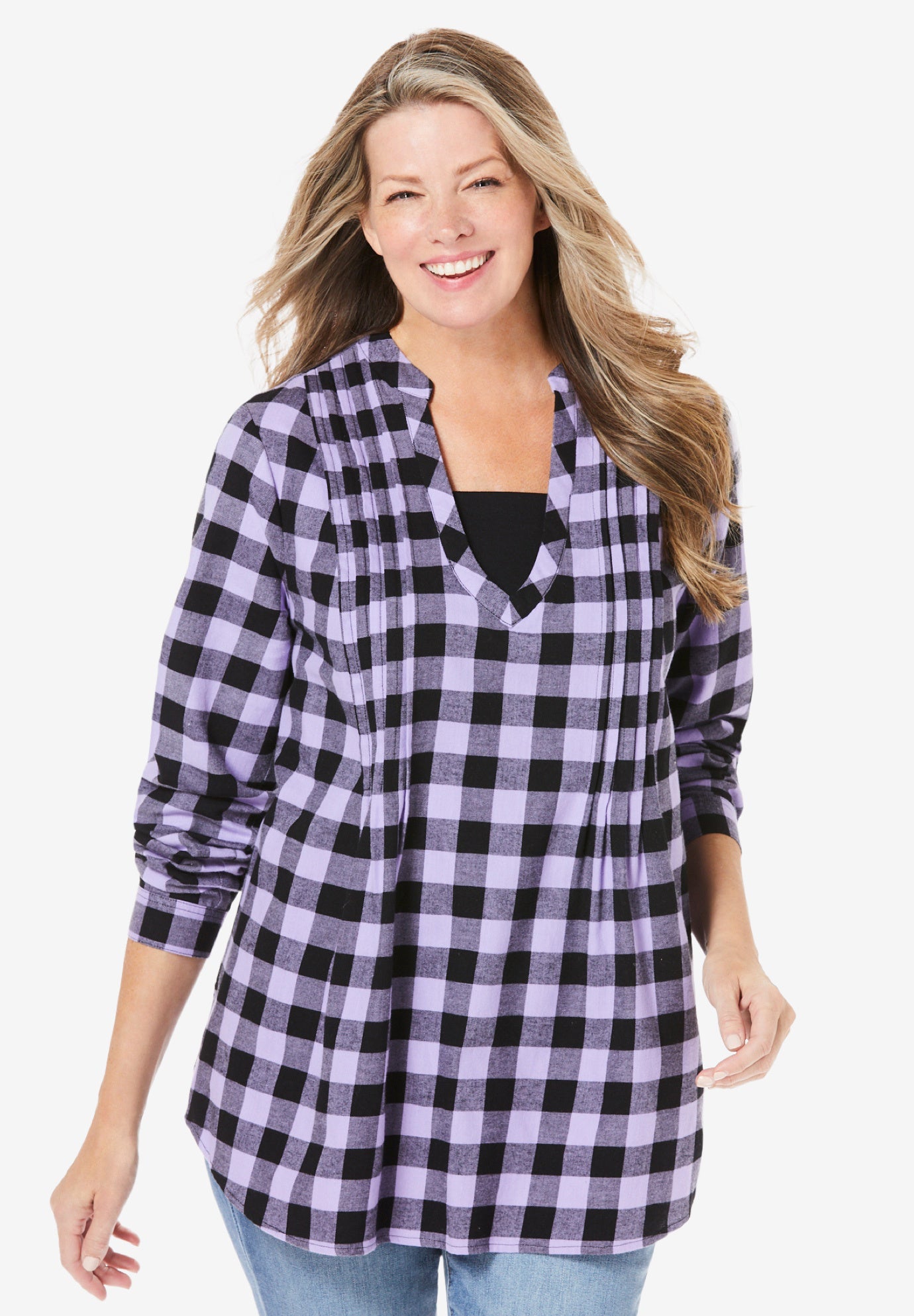 Flannel Tunic With Layered Look image number 0