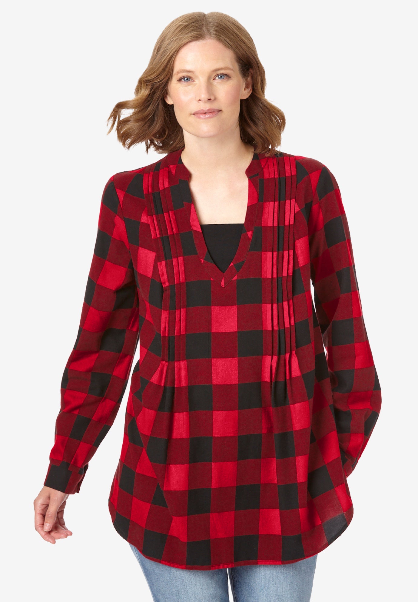 Flannel Tunic With Layered Look image number 0