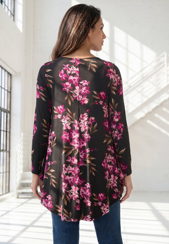 Plus Size Boatneck Swing Ultra Drape Tunic Top image number 1