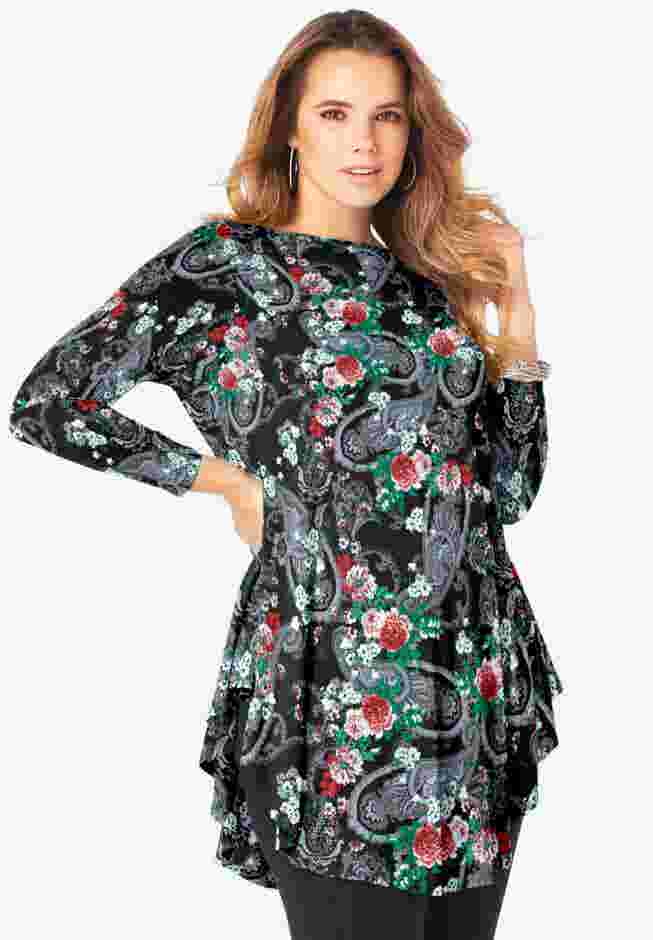 Boatneck Swing Ultra Drape Tunic image number 0