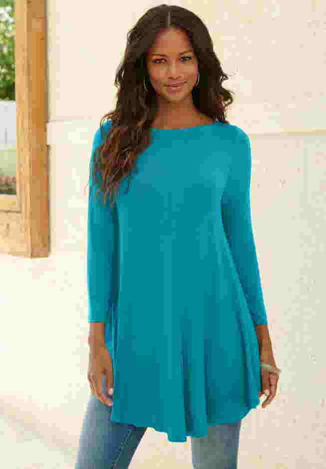 Boatneck Swing Ultra Drape Tunic image number 0