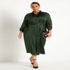 Satin Button Down Maxi Shirtdress image number null