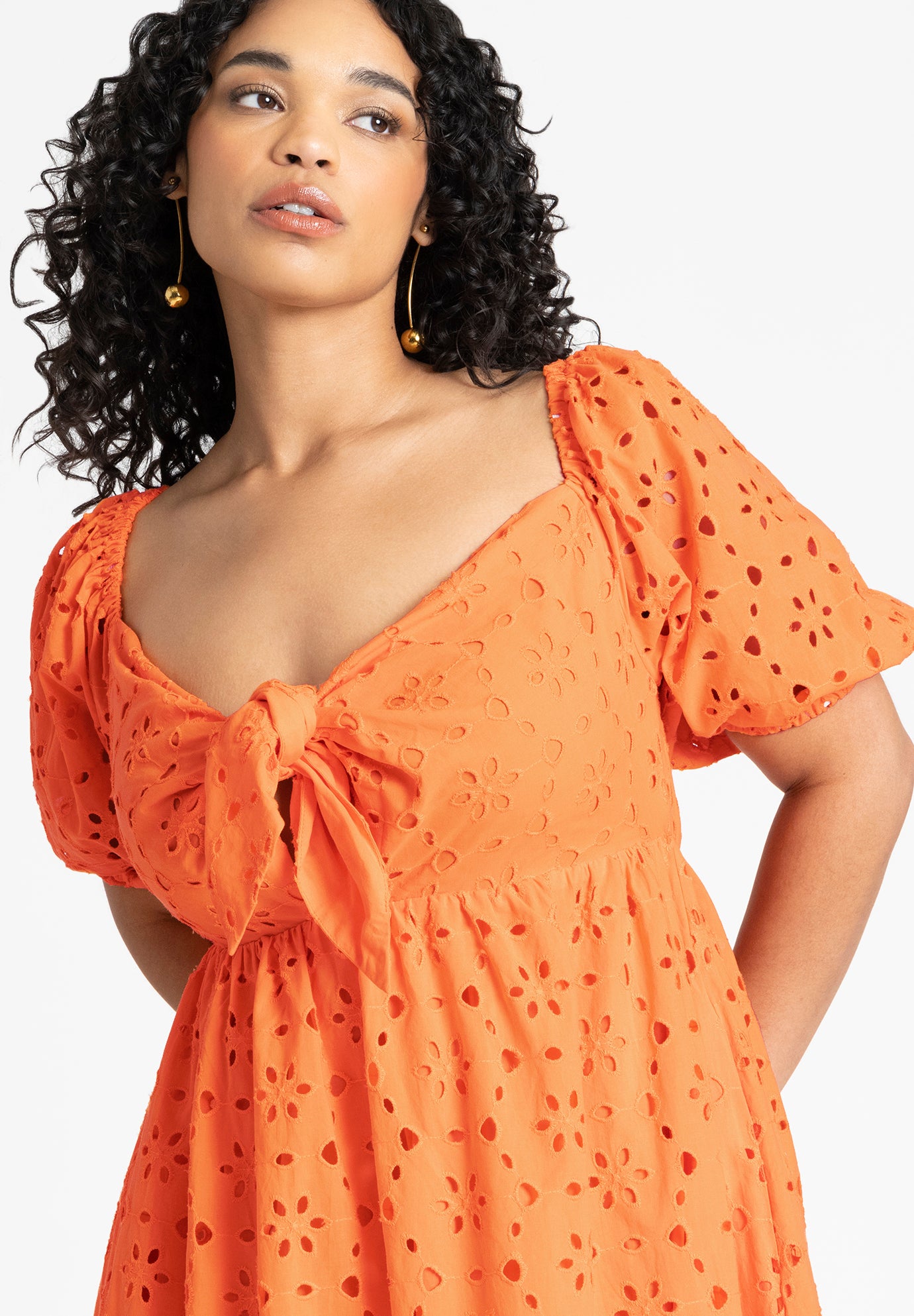 Eyelet Tie Front Maxi Dress image number 2