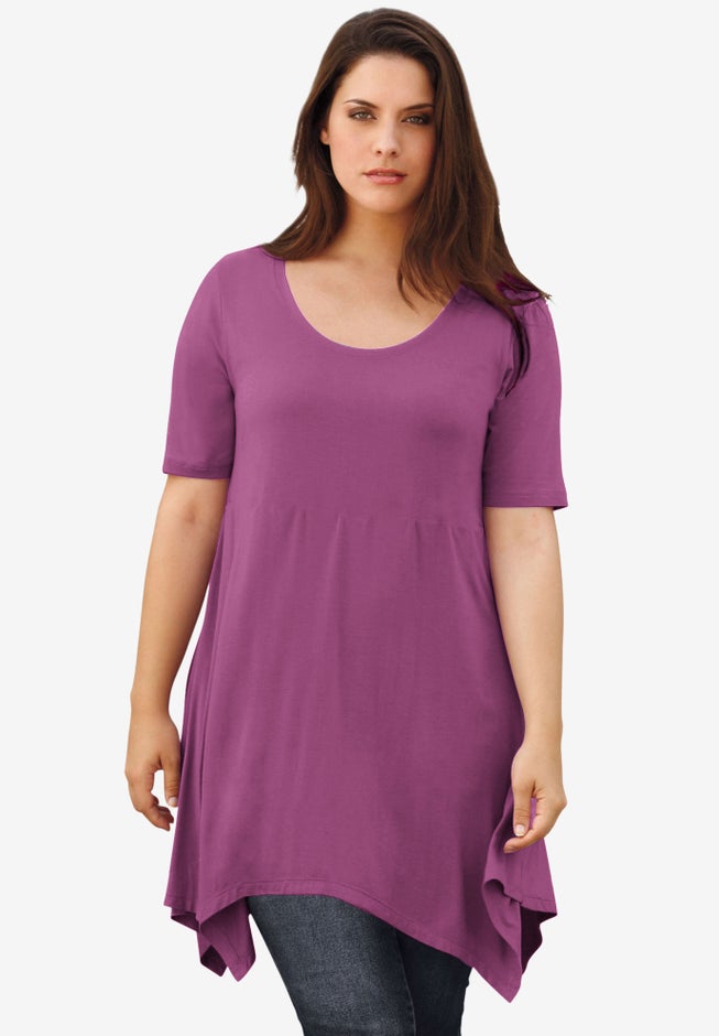 Scoop Neck Hanky Hem Tunic image number 0