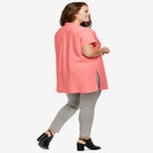 Linen-Blend Button-Front Short Sleeve Collared Tunic image number null