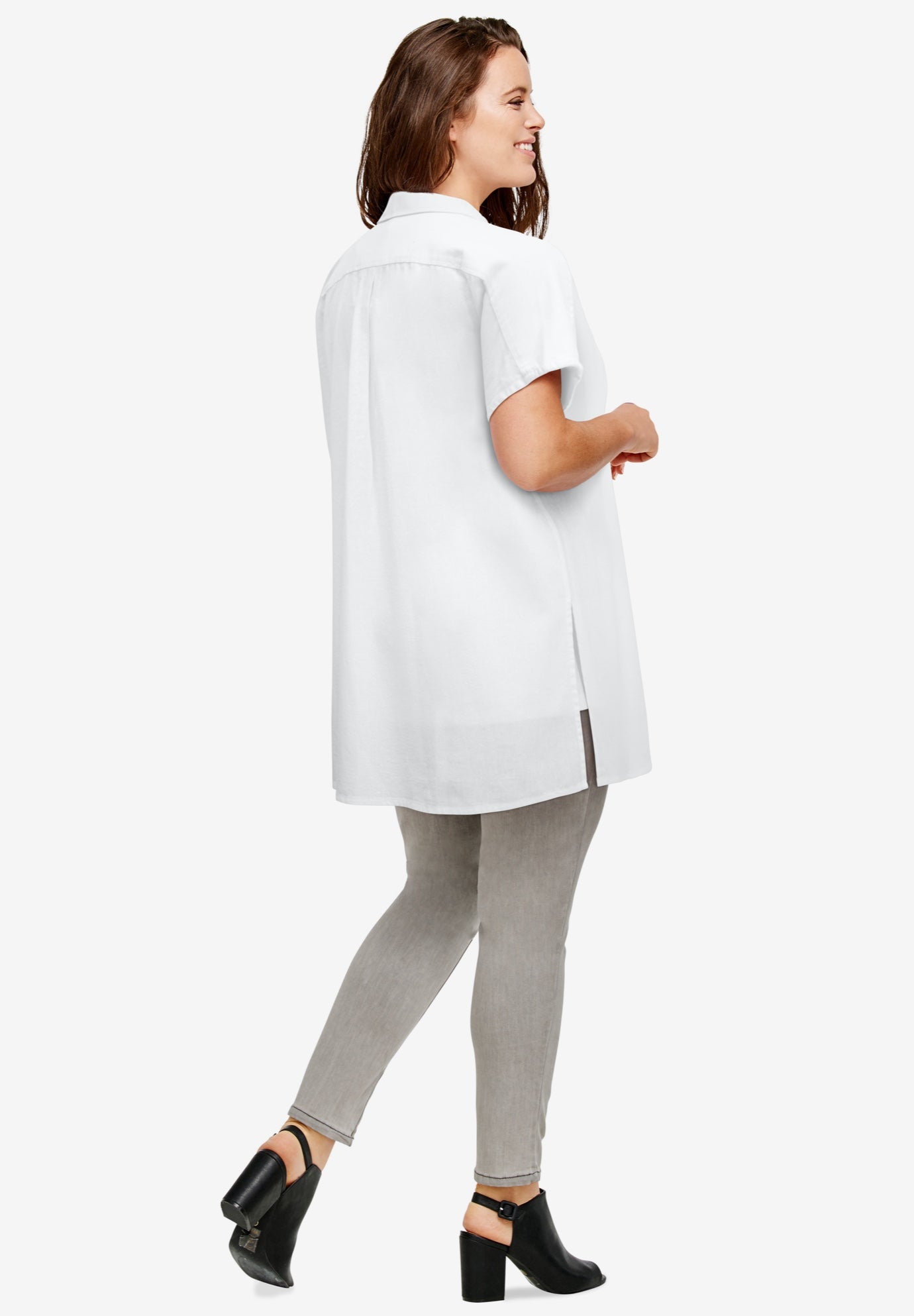 Linen-Blend Button Front Tunic image number 1