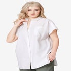 Linen-Blend Button Front Tunic image number null