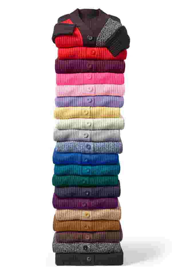 Button-Front Shaker Cardigan image number 3