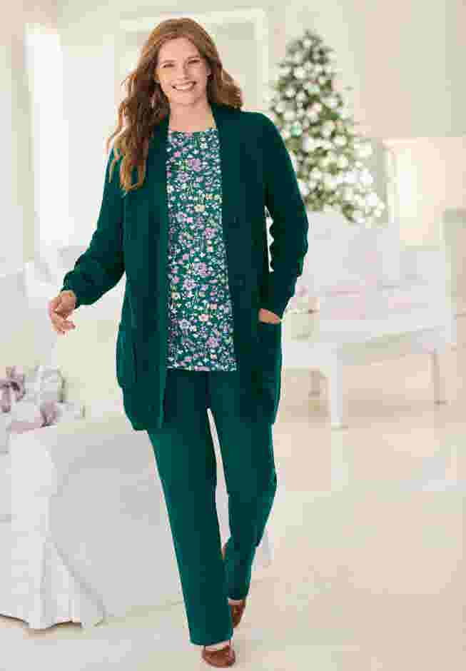 Button-Front Shaker Cardigan image number 4