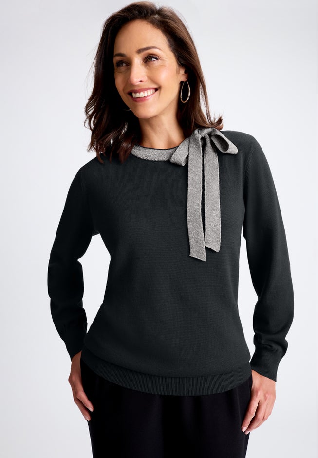 Tie-Neck Sweater image number 0