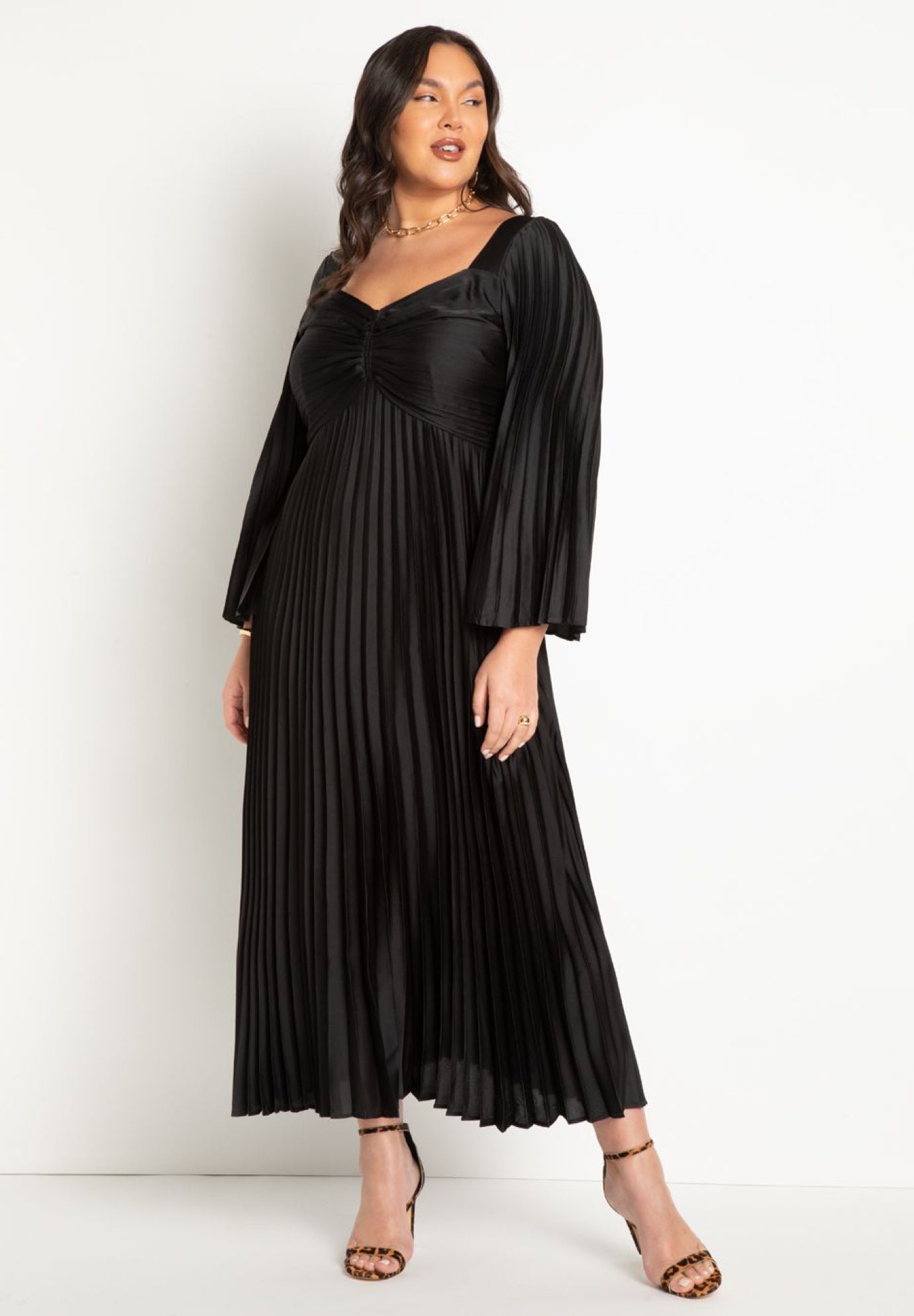 Pleated Satin Maxi Dress image number 0