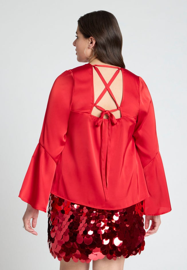 Open Back Flared Sleeve Top image number null