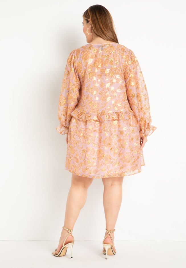 Clipped Jacquard Ruffle Mini Dress image number null