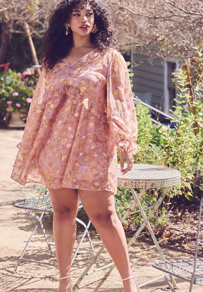 Clipped Jacquard Ruffle Mini Dress image number null