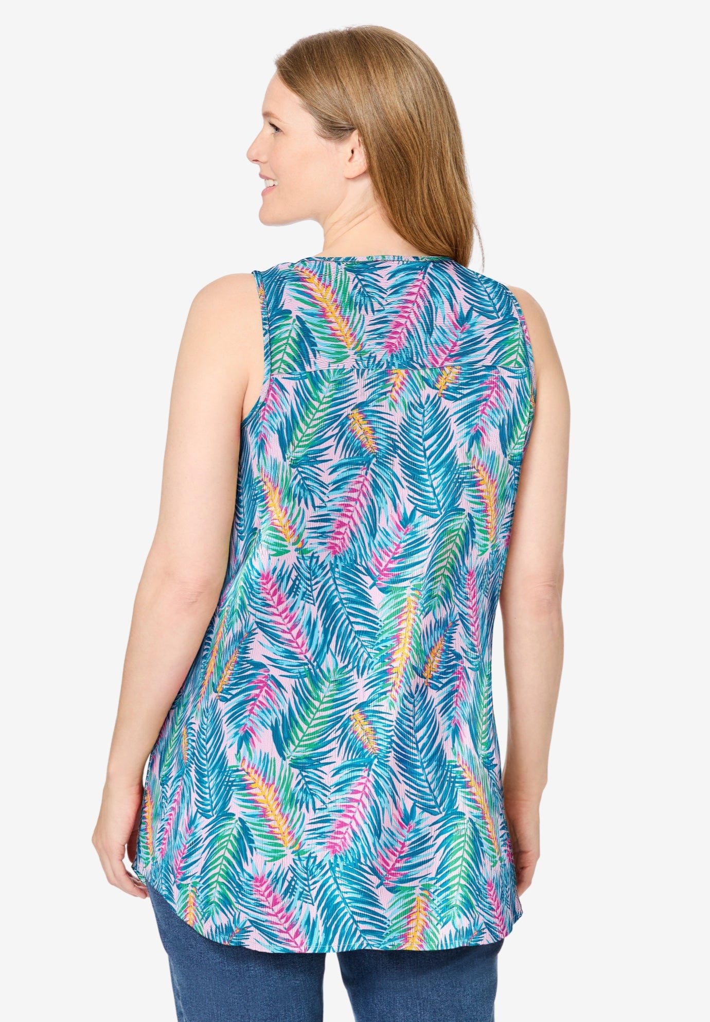 Sleeveless Pintuck Gauze Shirt image number 1