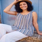 Sleeveless Pintuck Gauze Shirt image number 4