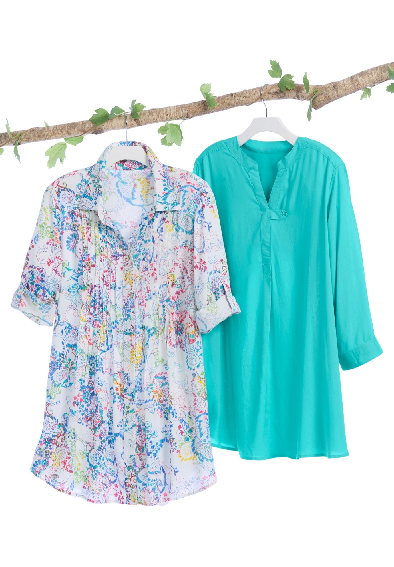 Rayon Three-Quarter Sleeve Effortless Tab-front Blouse image number 3