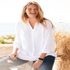 Rayon 7-Day Three-Quarter Sleeve Tab-Front Tunic image number null