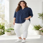 Rayon Three-Quarter Sleeve Effortless Tab-front Blouse image number 0
