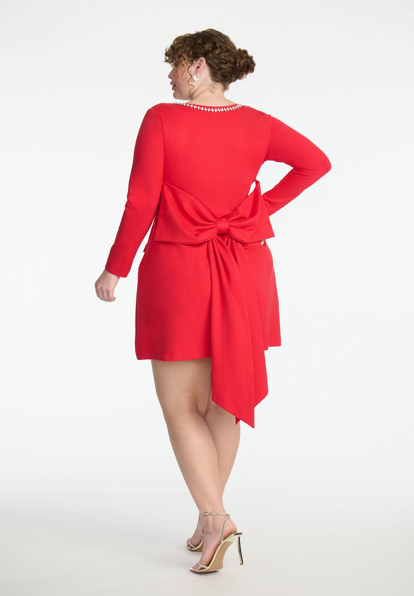 Eloquii X Kate Spade New York Dramatic Bow Rhinestone Mini Dress image number 2