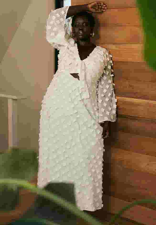Textured Maxi With Ruched Neckline image number 3