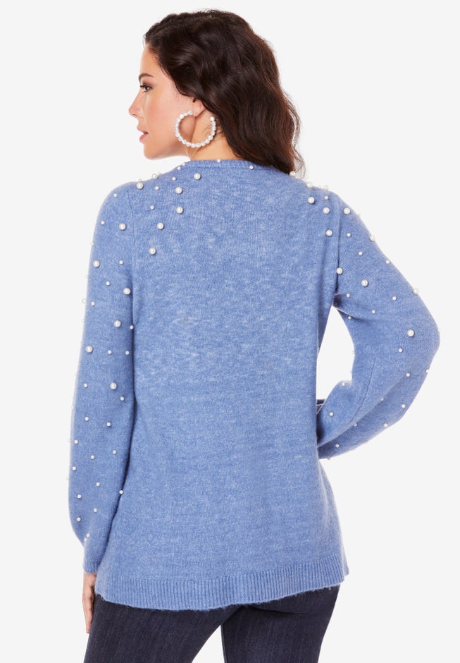 Embellished Pullover Sweater with Blouson Sleeves image number null