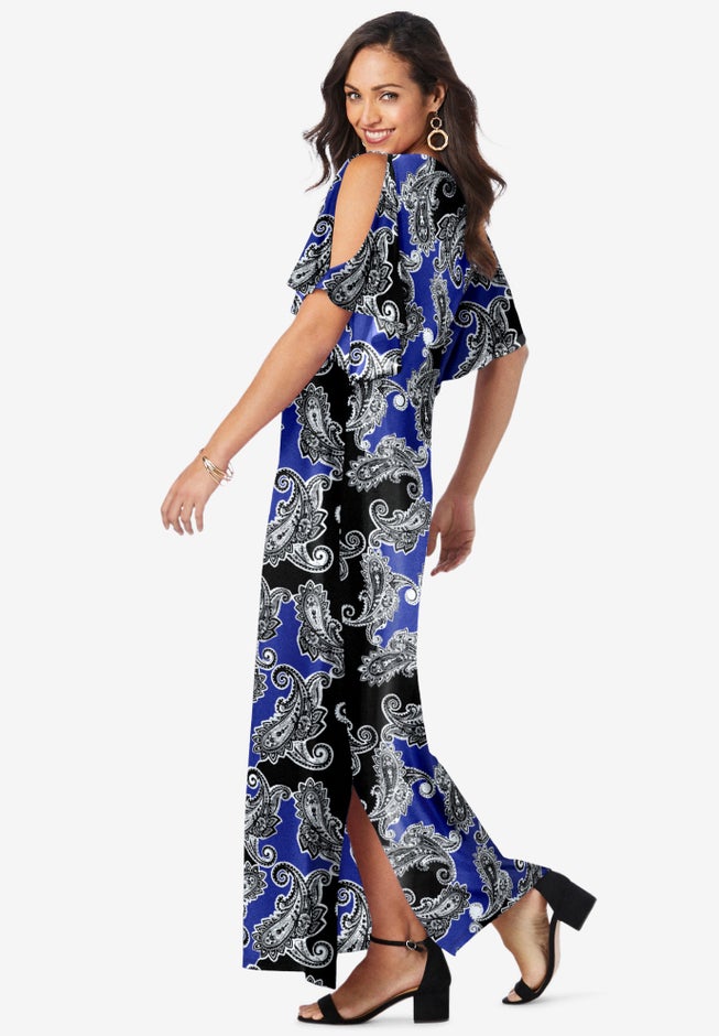 Stretch Knit Cold Shoulder Maxi Dress image number 2