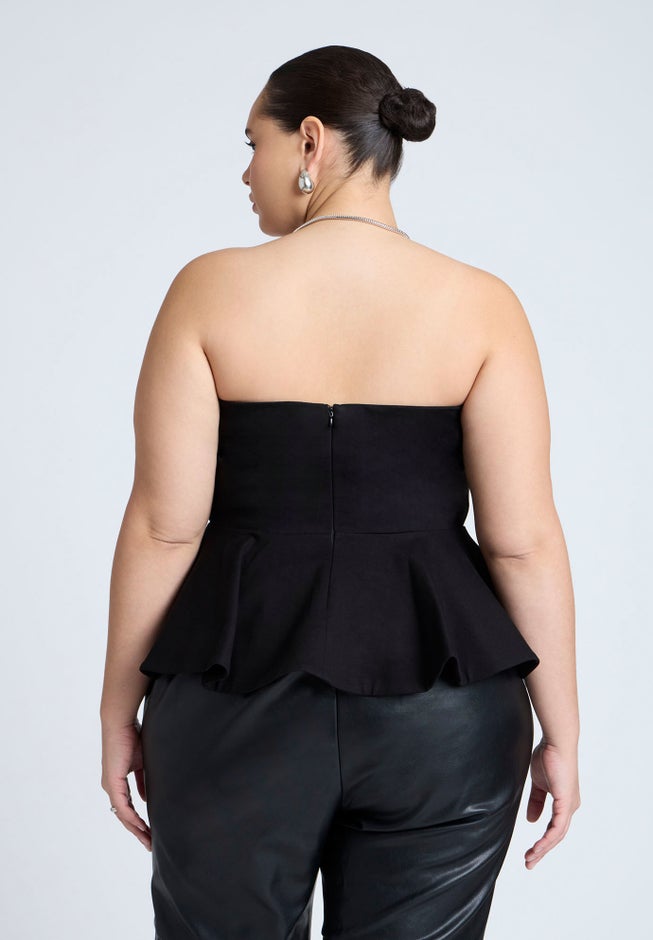 Strapless Flared Peplum Top image number null
