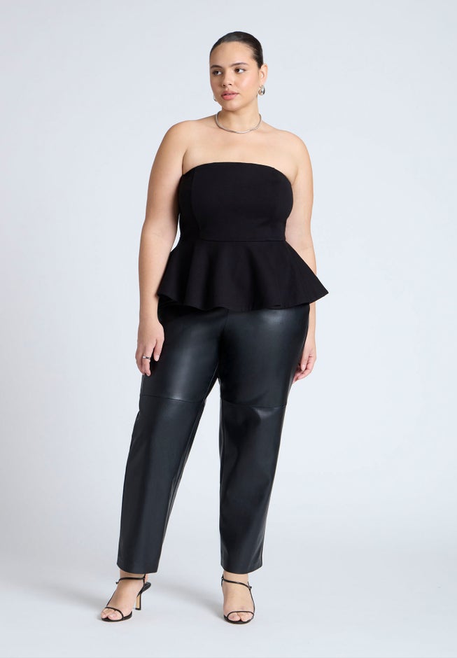 Strapless Flared Peplum Top image number null