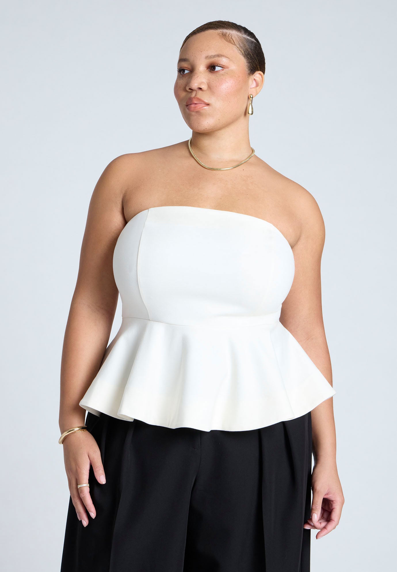 Strapless Flared Peplum Top image number 0