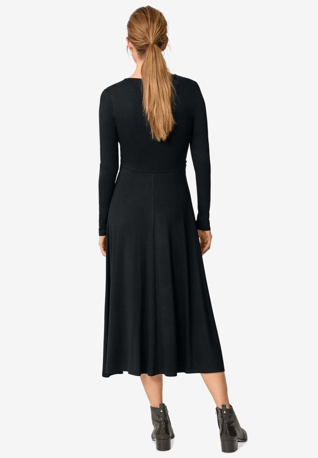 Draped Bodice Knit Midi Dress image number 1