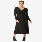 Draped Bodice Knit Midi Dress image number null