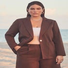 Pearl Detail Linen Blazer image number null