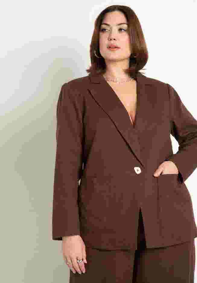 Pearl Detail Linen Blazer image number 0