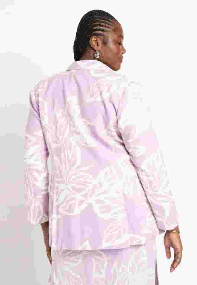 Printed Linen Oversized Blazer image number 1