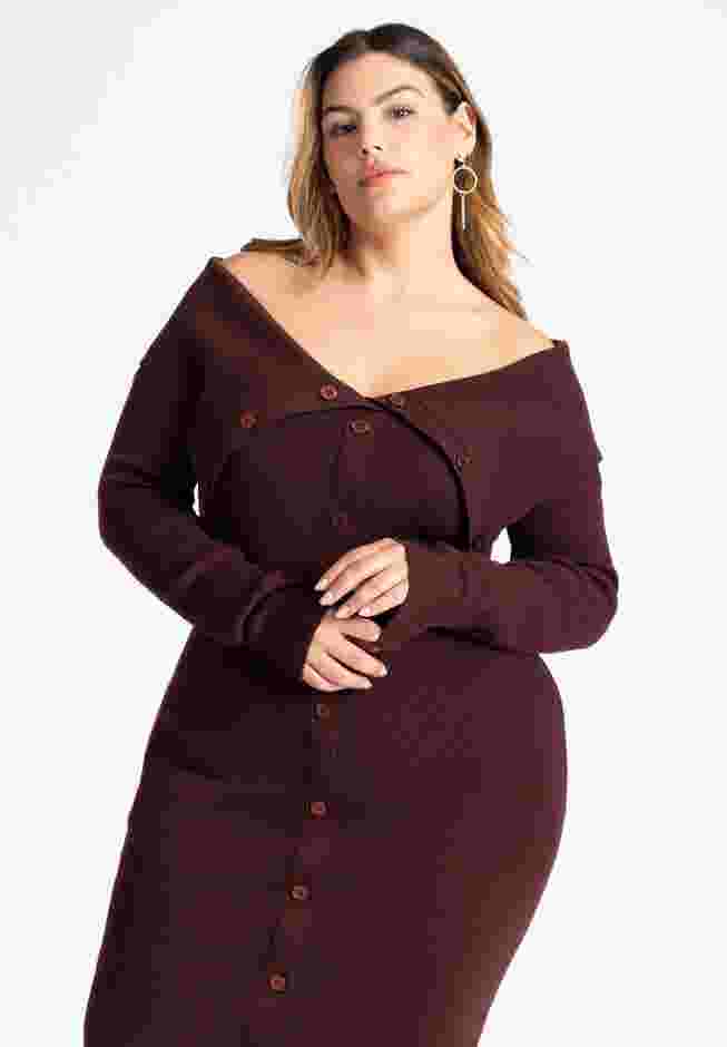 Off Shoulder Sweater Midi Dress image number 3