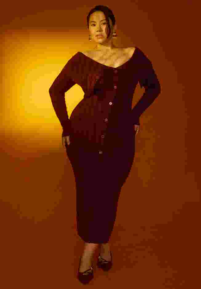 Off Shoulder Sweater Midi Dress image number 0
