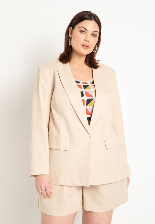 Long Relaxed Linen Blazer image number 0