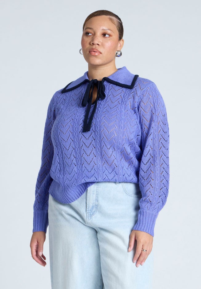 Collared Sweater With Tie image number null