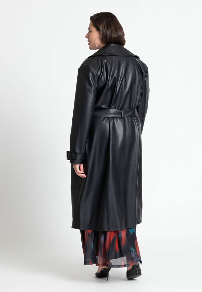 Faux Leather Trench Coat image number 2