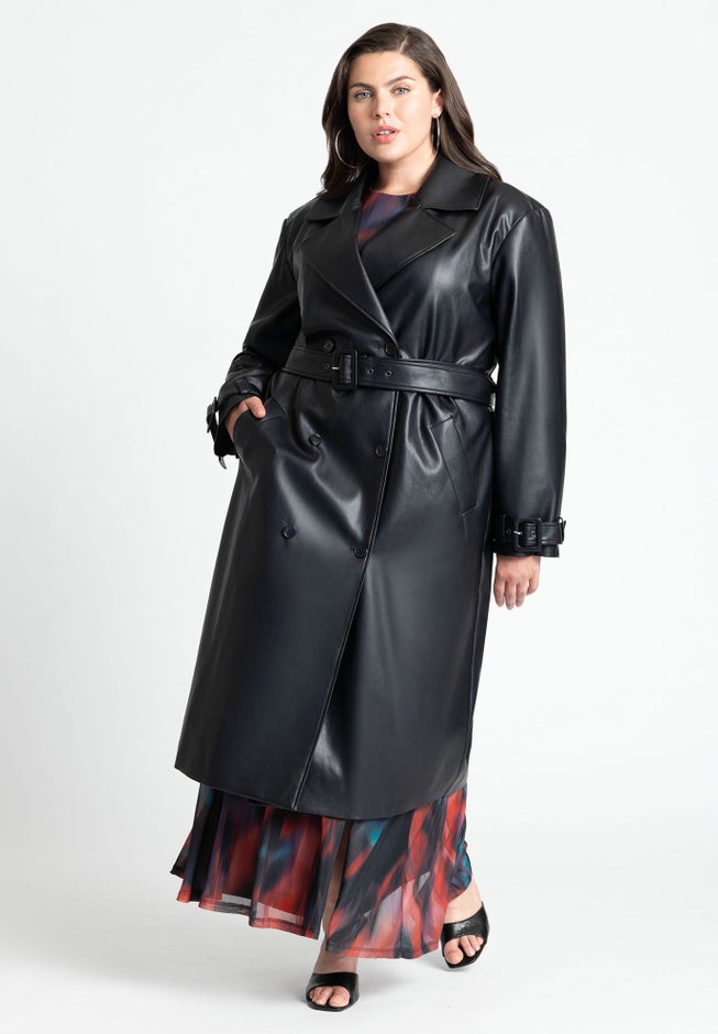 Faux Leather Trench Coat image number 0