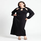 Cutout Neckline Puff Sleeve Dress image number null